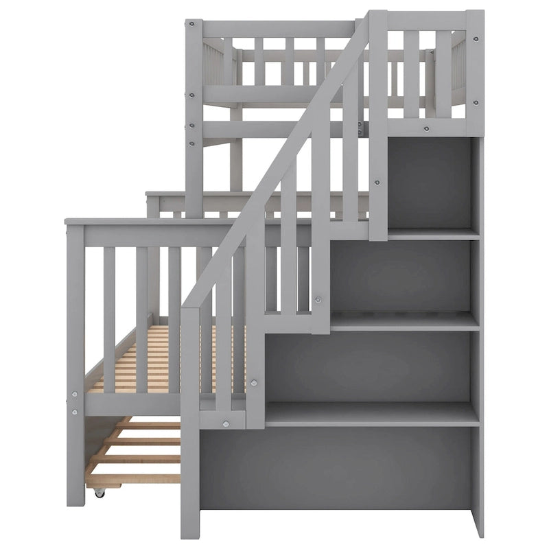 Bunk Bed with Trundle and Staircase