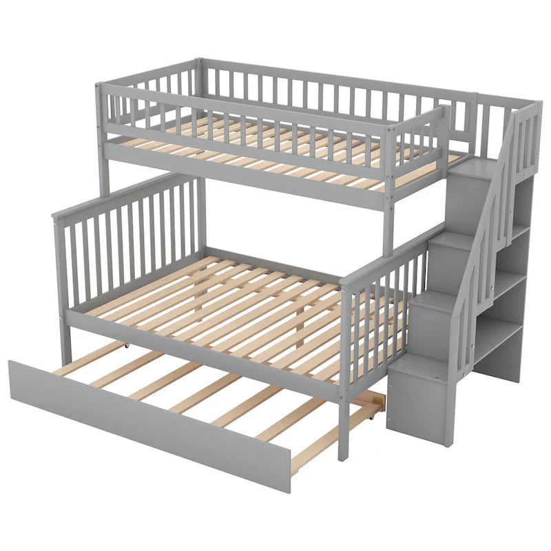 Bunk Bed with Trundle and Staircase