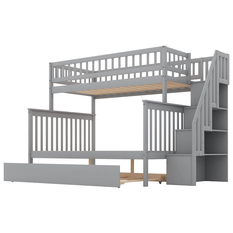 Bunk Bed with Trundle and Staircase