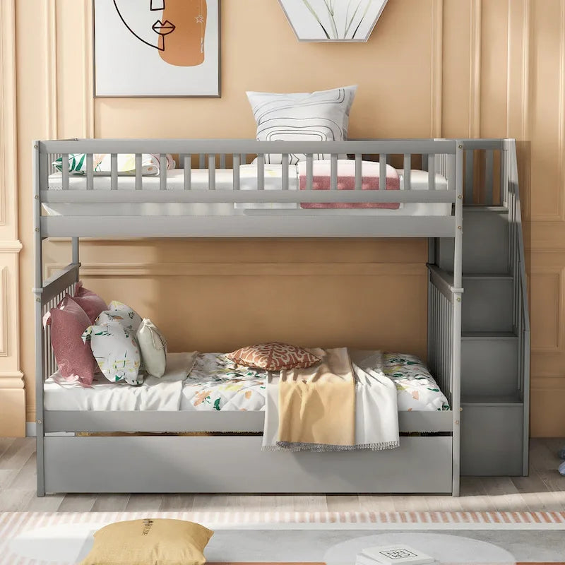 Bunk Bed with Trundle and Staircase