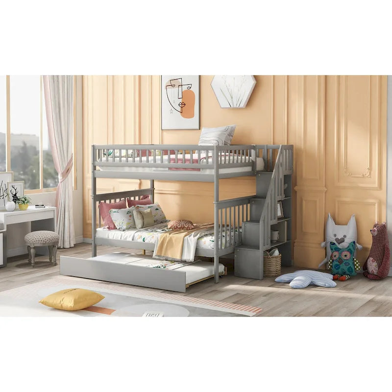 Bunk Bed with Trundle and Staircase