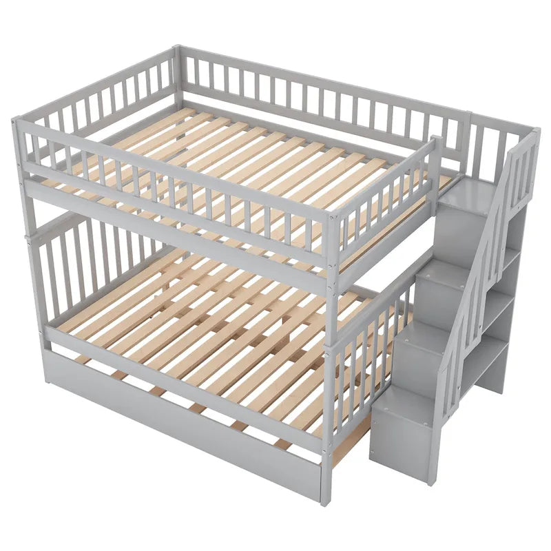 Bunk Bed with Trundle and Staircase