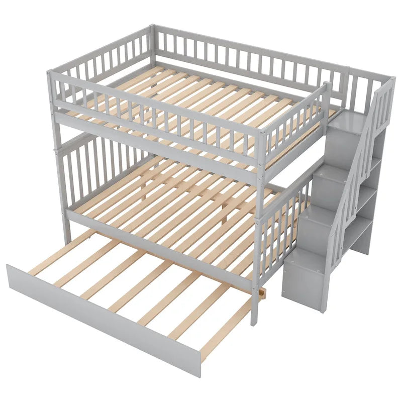 Bunk Bed with Trundle and Staircase