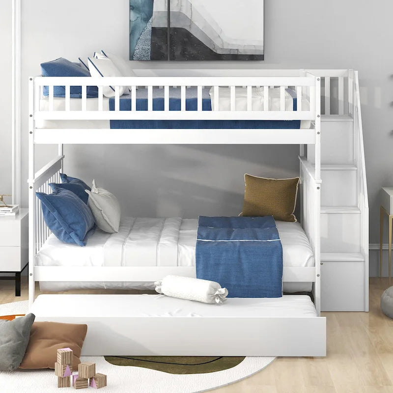 Bunk Bed with Trundle and Staircase