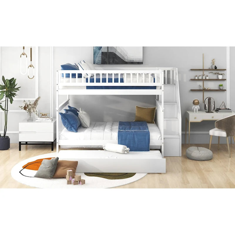 Bunk Bed with Trundle and Staircase