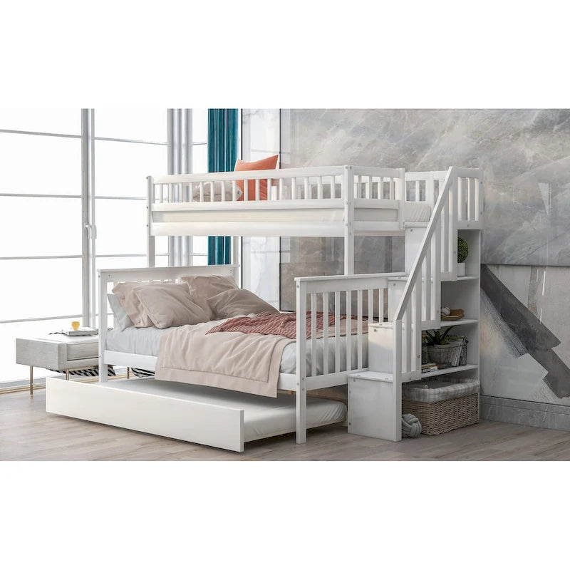 Bunk Bed with Trundle and Staircase