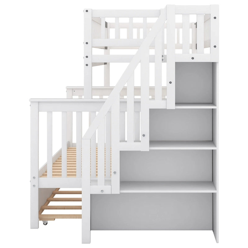 Bunk Bed with Trundle and Staircase