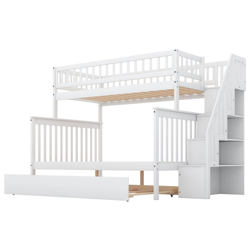 Bunk Bed with Trundle and Staircase