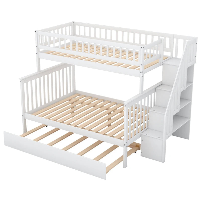 Bunk Bed with Trundle and Staircase