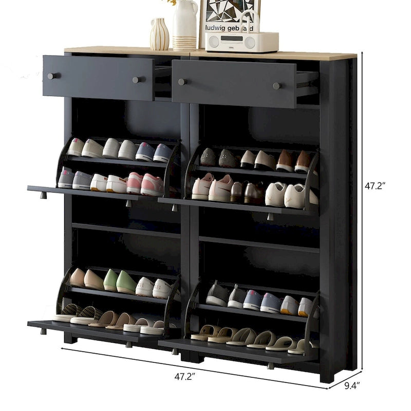 Merax Wood Grain Pattern Top Shoe Storage Solution with Adjustable Panel