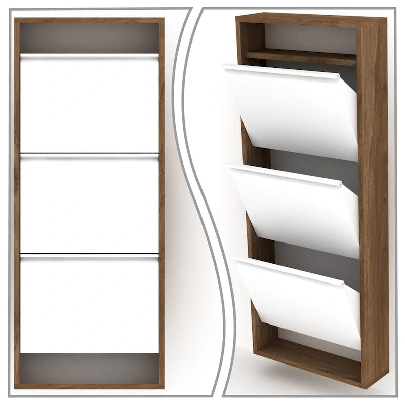 Modern Farmhouse Style Freestanding Shoe Storage Cabinet