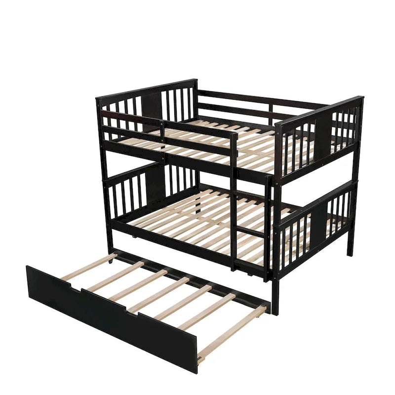 Nestfair Full over Full Bunk Bed with Twin Size Trundle and Ladder