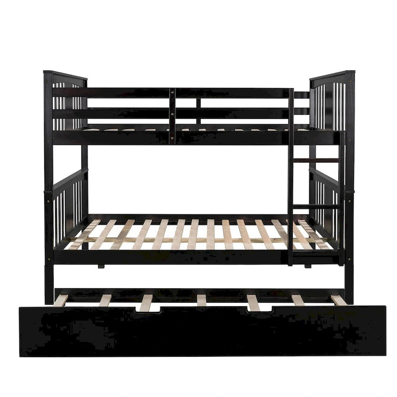 Nestfair Full over Full Bunk Bed with Twin Size Trundle and Ladder