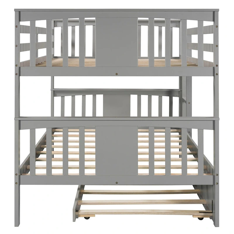 Nestfair Full over Full Bunk Bed with Twin Size Trundle and Ladder