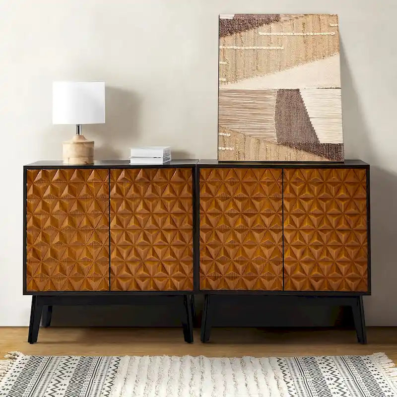 Jakob Modern 2-Solid Door Accent Storage Cabinet Sideboard with Adjustable Shelf Set of 2 by HULALA HOME