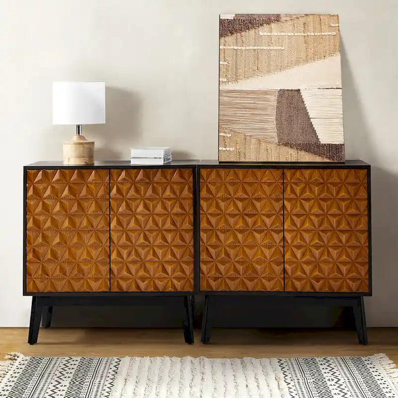 Jakob Modern 2-Solid Door Accent Storage Cabinet Sideboard with Adjustable Shelf Set of 2 by HULALA HOME