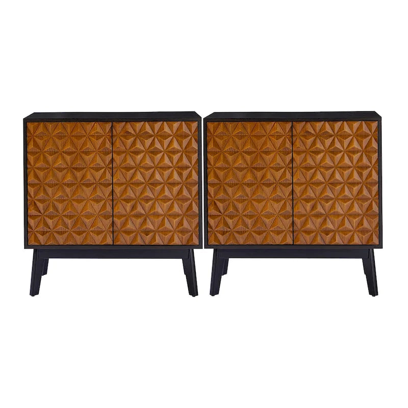 Jakob Modern 2-Solid Door Accent Storage Cabinet Sideboard with Adjustable Shelf Set of 2 by HULALA HOME