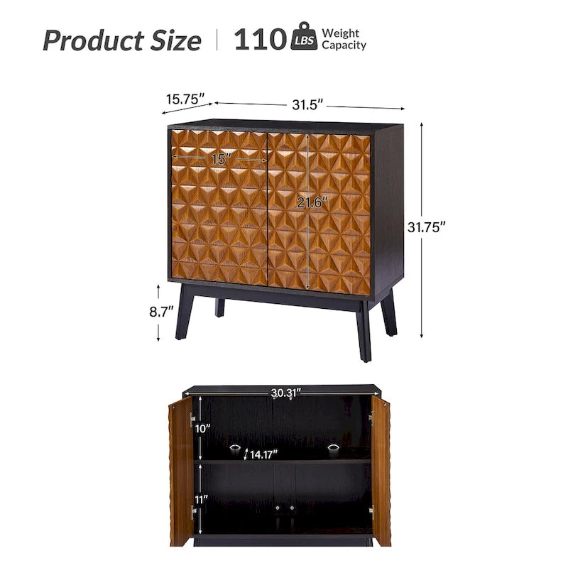 Jakob Modern 2-Solid Door Accent Storage Cabinet Sideboard with Adjustable Shelf Set of 2 by HULALA HOME