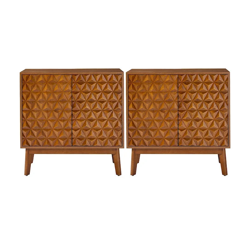 Jakob Modern 2-Solid Door Accent Storage Cabinet Sideboard with Adjustable Shelf Set of 2 by HULALA HOME