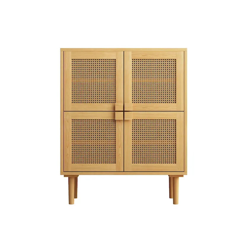 4-Doors Rattan Mesh Storage Cabinet, Sideboard with Eight Storage Spaces