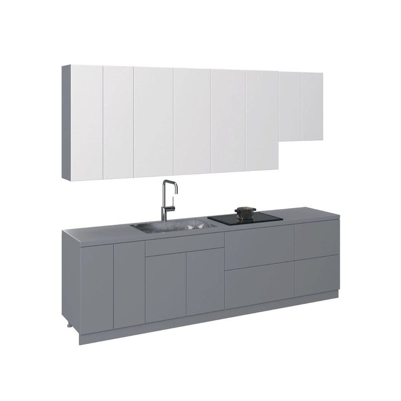 Kitchen Contemporary Collection Gray & White Gloss Color Base Size 9.5Ft Wide - 114x24