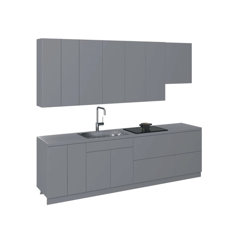 Kitchen Contemporary Collection Gray & White Gloss Color Base Size 9.5Ft Wide - 114x24