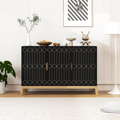 3 Door Storage Cabinet ,Sideboard Buffet Cabinet With Adjustable Shelf