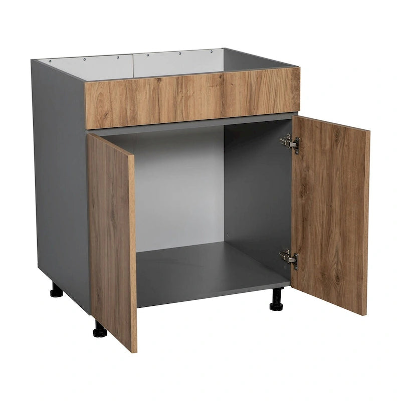 30 Sink Base Cabinets-High Double Door-Grey - 30 x 34 1/2 x 23 3/8