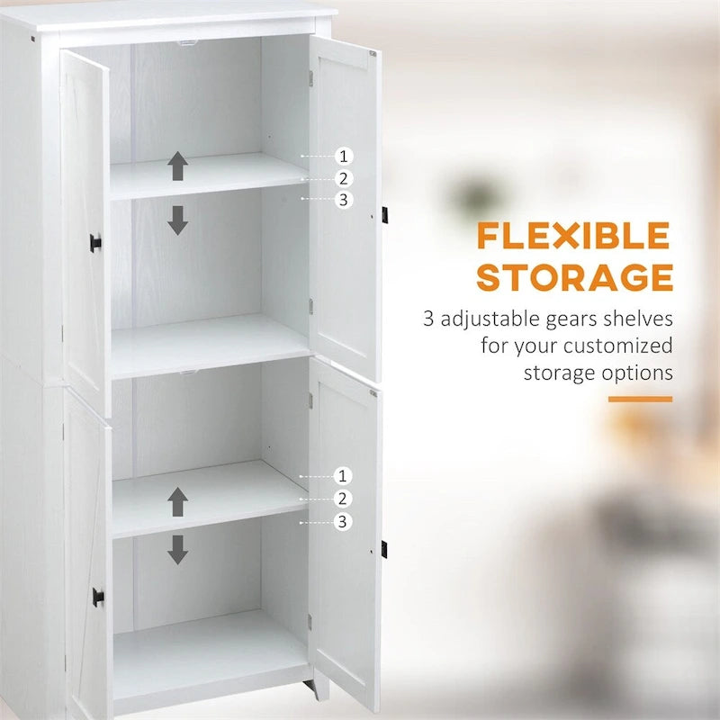 Freestanding Kitchen Storage Cabinet w/ Doors and Adjustable Shelves - N/A