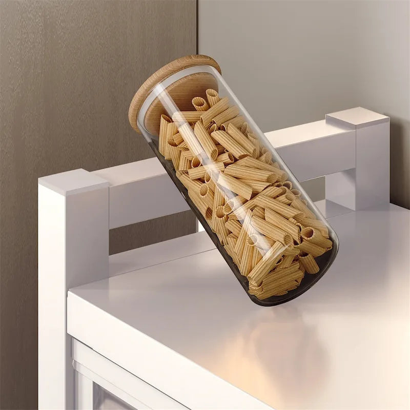 Open-Door Kitchen Shelving Floor-To-Ceiling Microwave Storage Cabinet