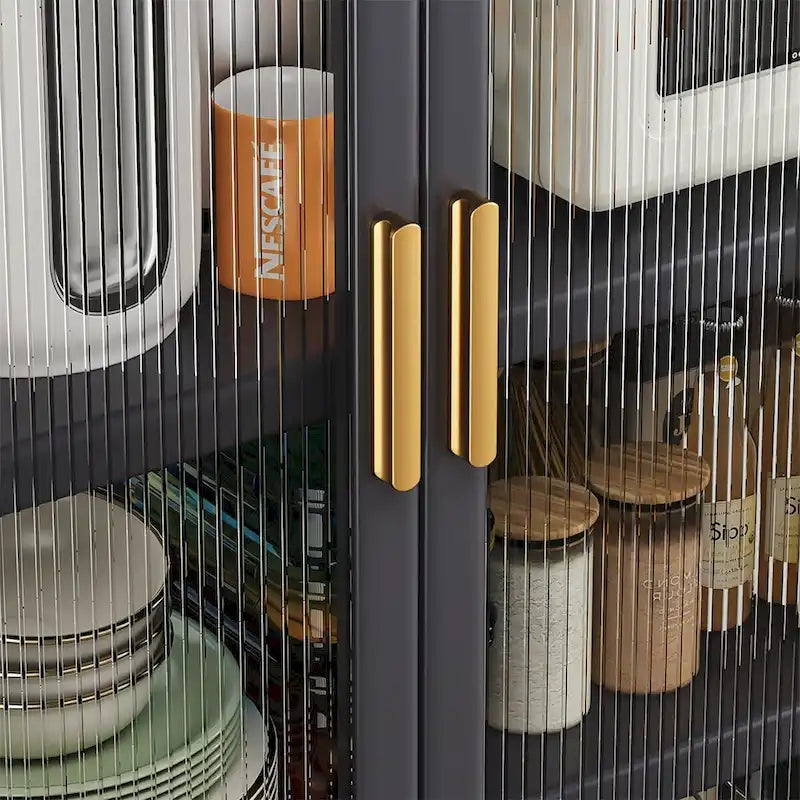 Open-Door Kitchen Shelving Floor-To-Ceiling Microwave Storage Cabinet