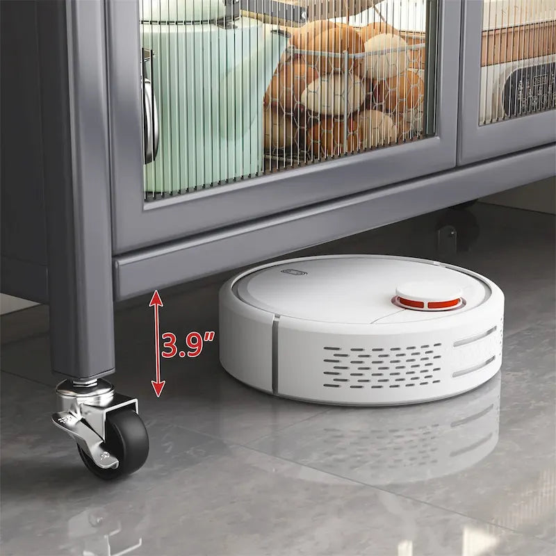 Open-Door Kitchen Shelving Floor-To-Ceiling Microwave Storage Cabinet