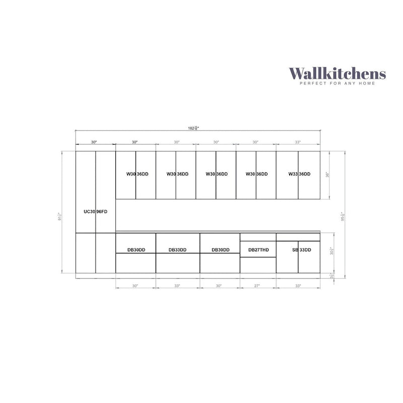 Kitchen Celestial Collection White Matte Color Base Size 15Ft Wide - 182x24