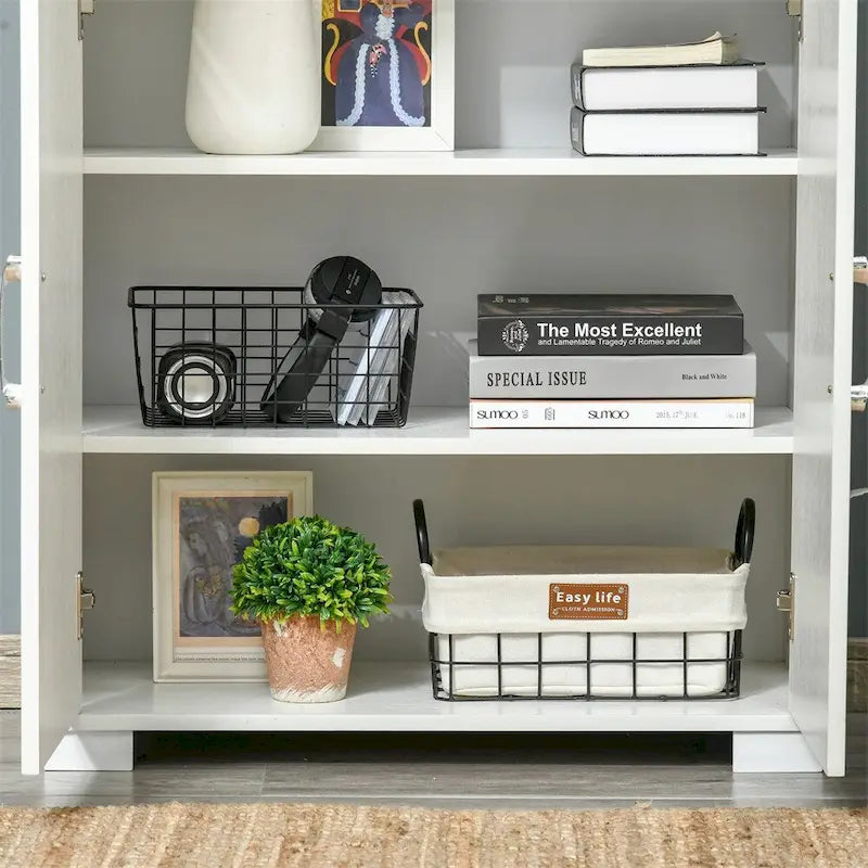 Kitchen Pantry Cabinet with 4 Door Cupboard and Storage Shelves - N/A