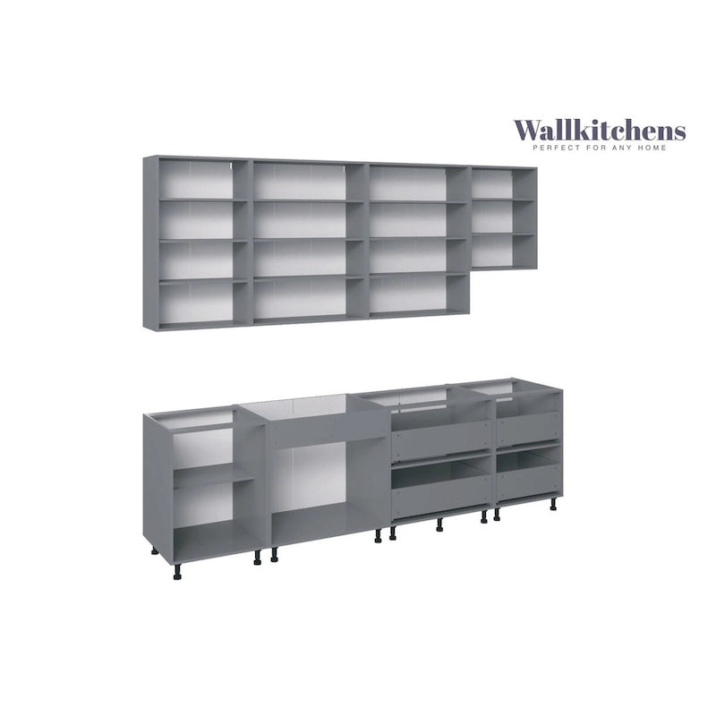 Kitchen Contemporary Collection White Gloss Color Base Size 9.5Ft Wide - 114x24