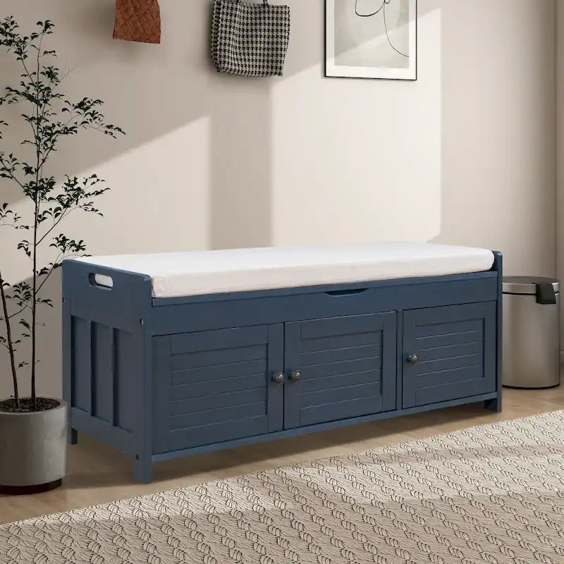 43.5 Storage Bench With Linen Blend Cushion