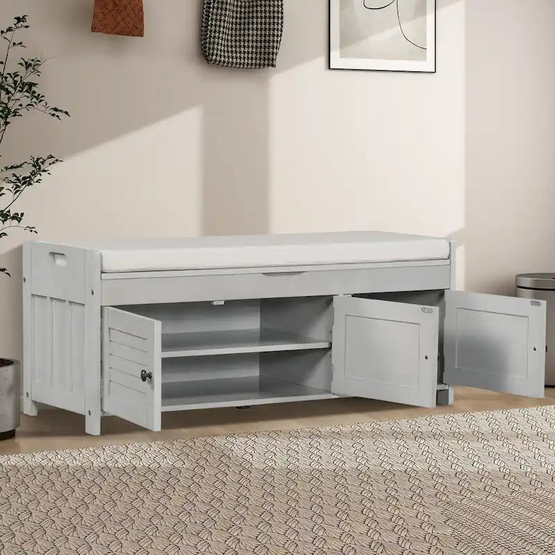 43.5 Storage Bench With Linen Blend Cushion