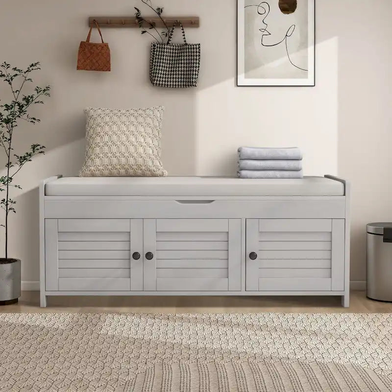 43.5 Storage Bench With Linen Blend Cushion