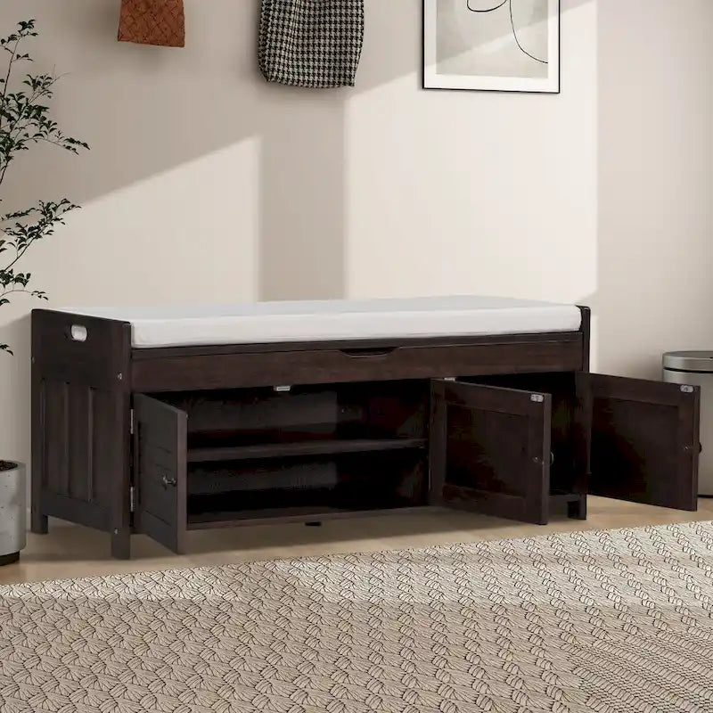 43.5 Storage Bench With Linen Blend Cushion