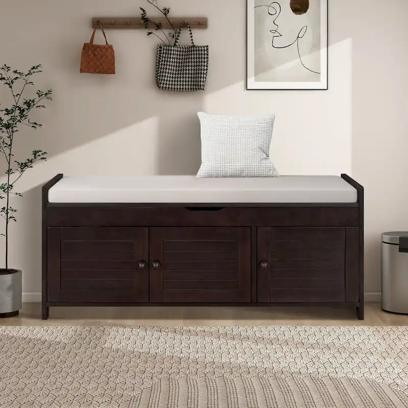 43.5 Storage Bench With Linen Blend Cushion