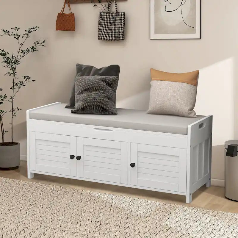 43.5 Storage Bench With Linen Blend Cushion