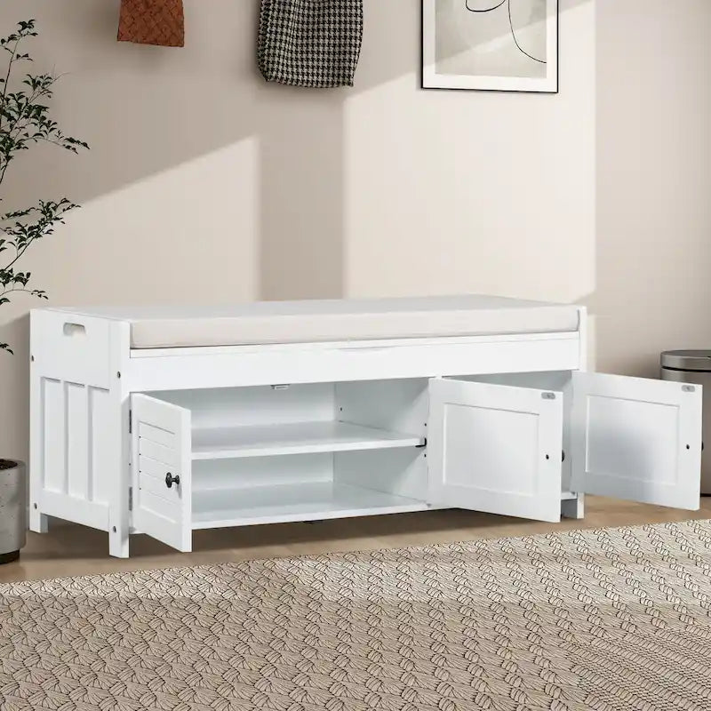 43.5 Storage Bench With Linen Blend Cushion