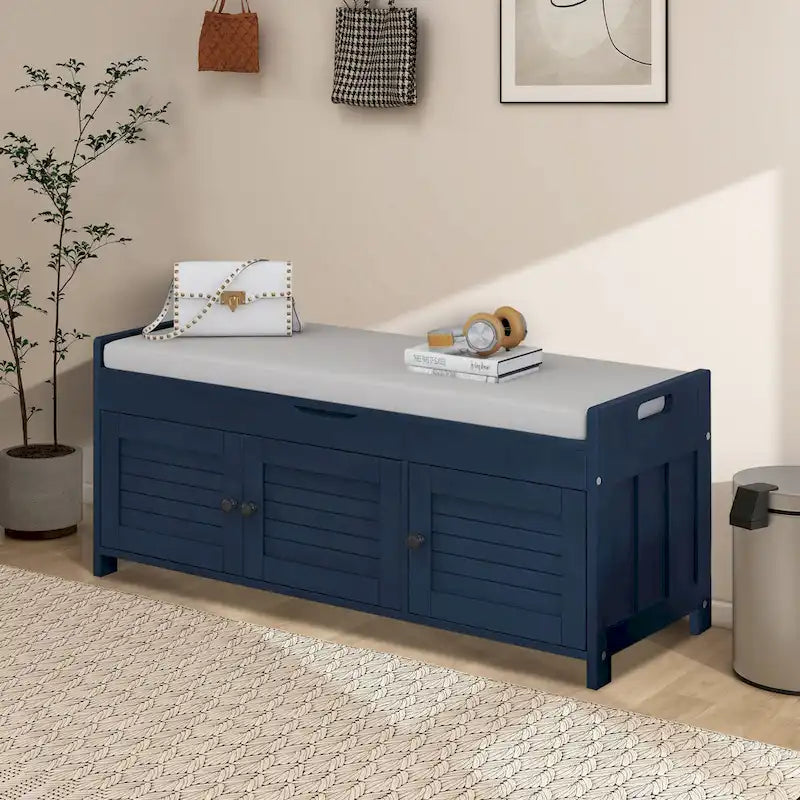 43.5 Storage Bench With Linen Blend Cushion