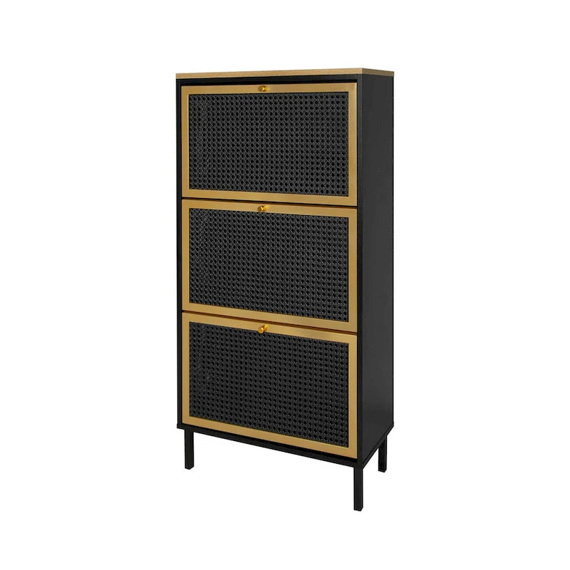 3 Metal Door Shoe Rack Freestanding Shoe Storage Cabinet
