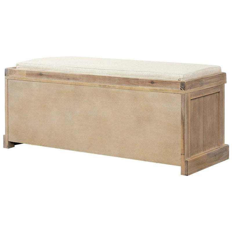 Entryway Bench with 3 Removable Classic Rattan Baskets - 43.7L x 15.7W x 17H