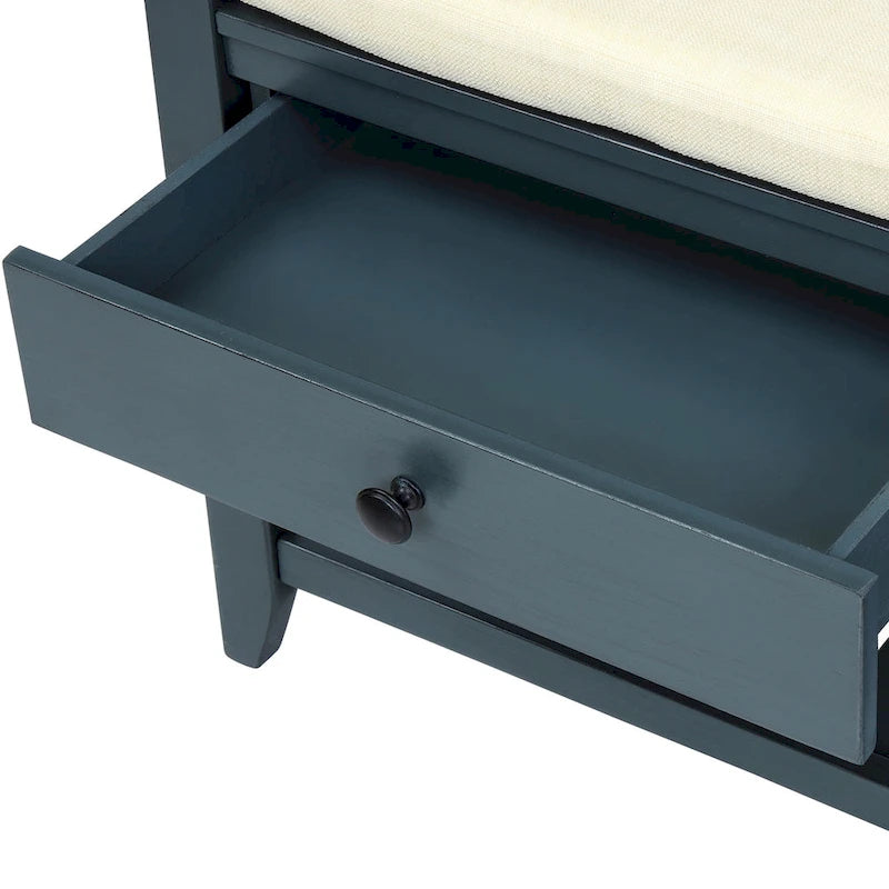 Shoe Rack with Cushioned Seat and Drawers, Multipurpose Entryway Storage Bench