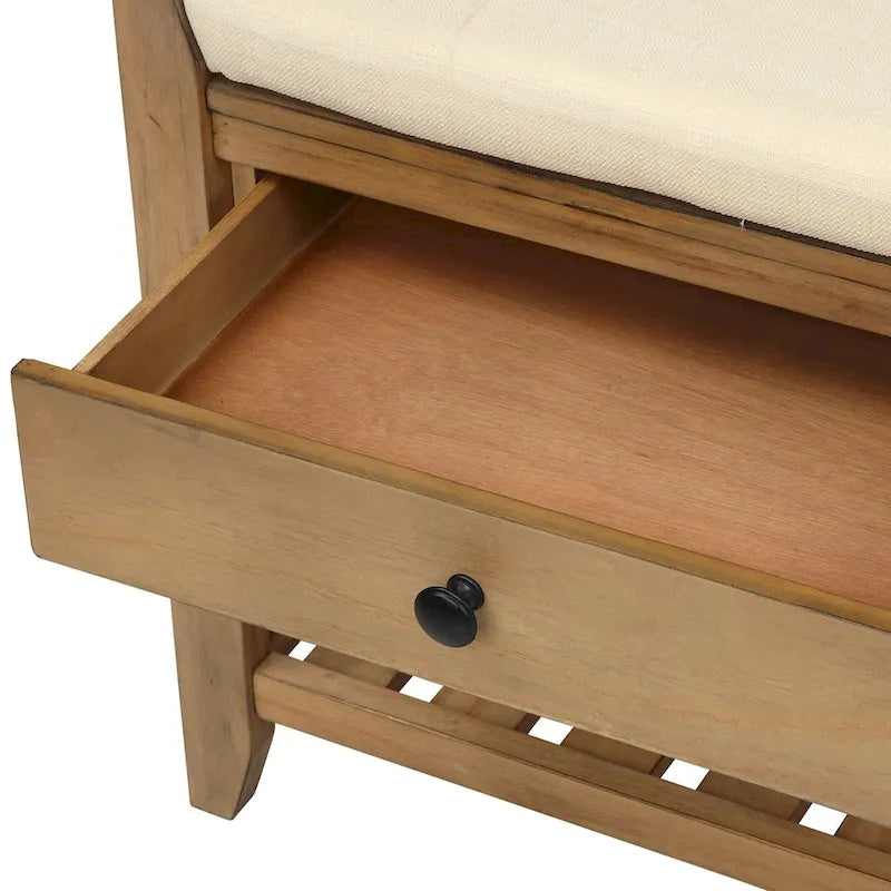 Shoe Rack with Cushioned Seat and Drawers, Multipurpose Entryway Storage Bench