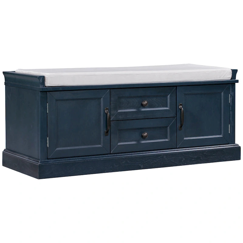 Storage Bench with 2 Drawers and 2 Cabinets