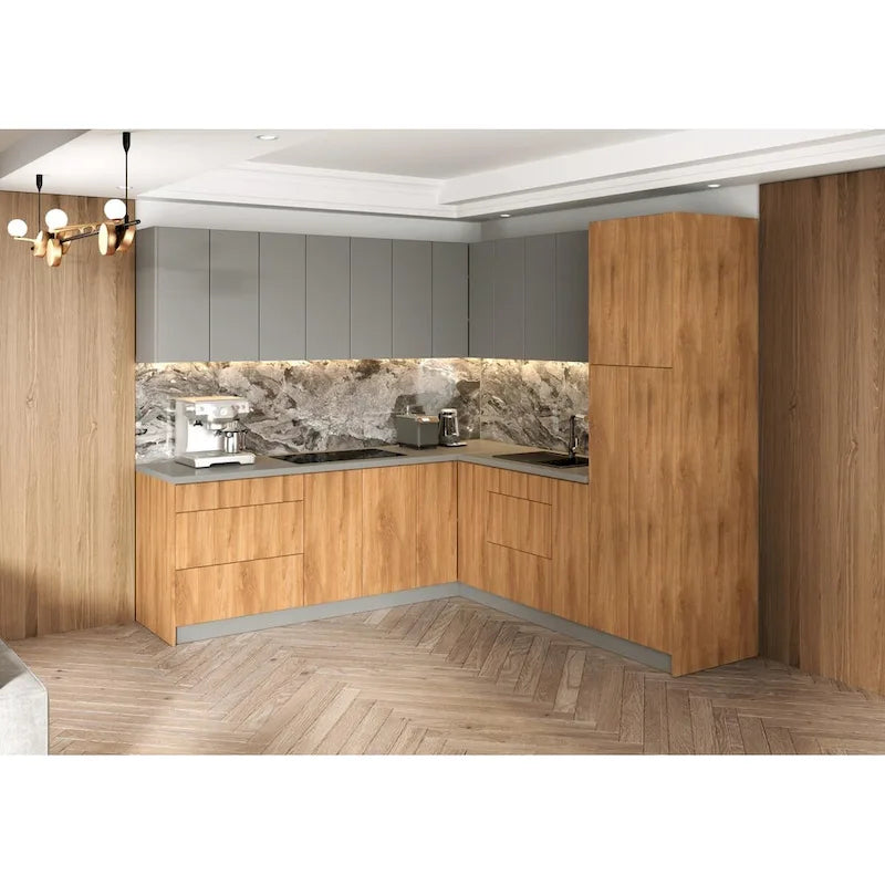 Kitchen Urban Collection Natural Teak & Black Color Base Size 8x8Ft Wide - 96x96