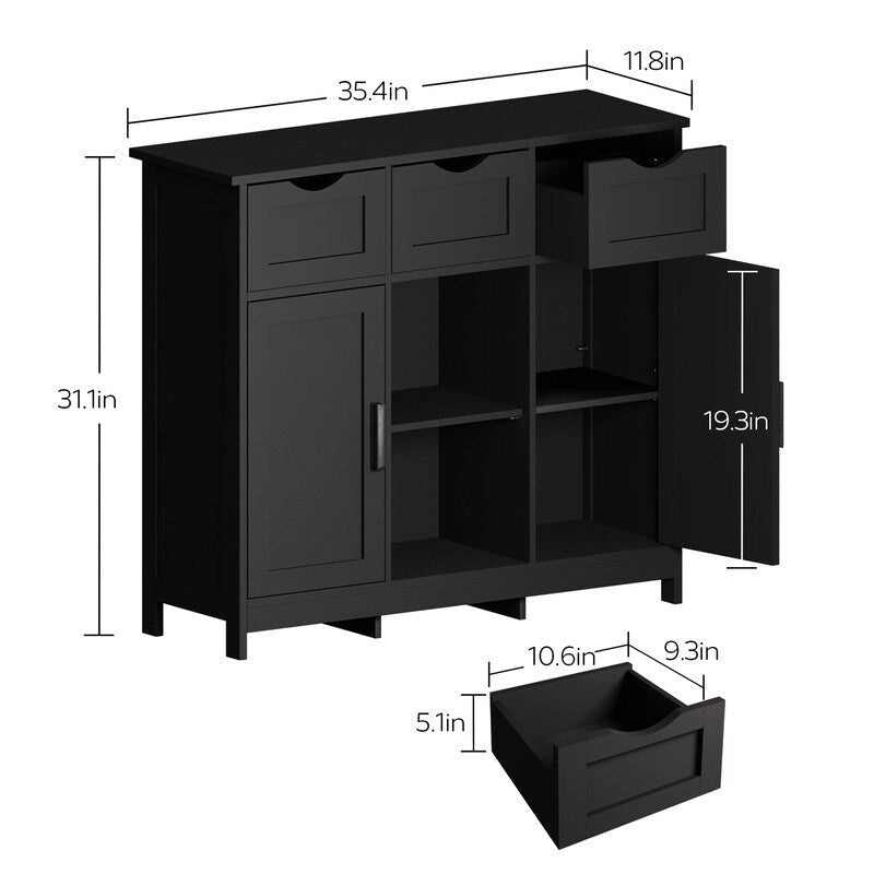 35.4 Wide 3 Drawer Sideboard - N/A
